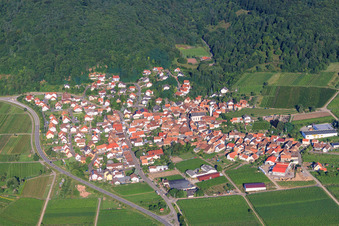 Aerial view of Wine-growing village from the east in Eschbach in the state Rhineland-Palatinate, Germany