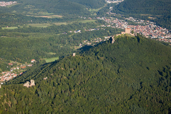 The 4 castles Trifels, Anebos, Jungturm and Münz in Leinsweiler in the state Rhineland-Palatinate, Germany