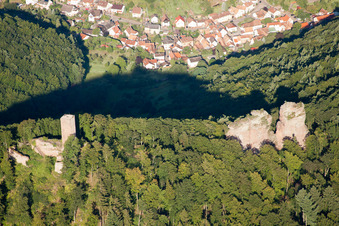 Castle ruins Jungturm and 'Scharfeneck(Münz) in Leinsweiler in the state Rhineland-Palatinate, Germany
