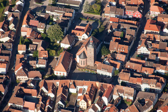 Oblique view of Town View of the streets and houses of the residential areas in Annweiler am Trifels in the state Rhineland-Palatinate