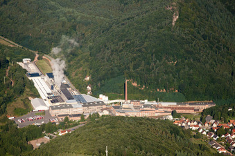 Aerial photograpy of Kartonfabrik Buchmann GmbH in the district Sarnstall in Annweiler am Trifels in the state Rhineland-Palatinate, Germany