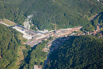 Oblique view of Kartonfabrik Buchmann GmbH in the district Sarnstall in Annweiler am Trifels in the state Rhineland-Palatinate, Germany