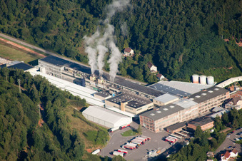 Kartonfabrik Buchmann GmbH in the district Sarnstall in Annweiler am Trifels in the state Rhineland-Palatinate, Germany from above