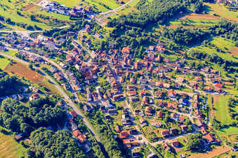 Village in the Palatinate Forest from the north in Völkersweiler in the state Rhineland-Palatinate, Germany
