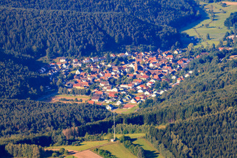 Village in the Palatinate Forest from the northeast in Vorderweidenthal in the state Rhineland-Palatinate, Germany