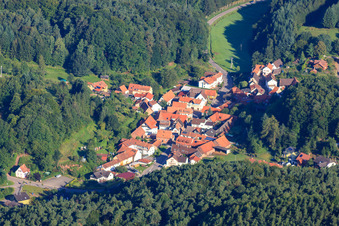 Village in the Palatinate Forest from the southeast in Darstein in the state Rhineland-Palatinate, Germany