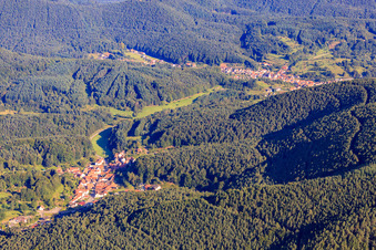 Aerial view of Village in the Palatinate Forest from the southeast in Darstein in the state Rhineland-Palatinate, Germany