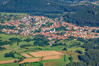 Aerial photograpy of From the southeast in Busenberg in the state Rhineland-Palatinate, Germany