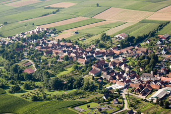 Oberhoffen-lès-Wissembourg in the state Bas-Rhin, France from the drone perspective