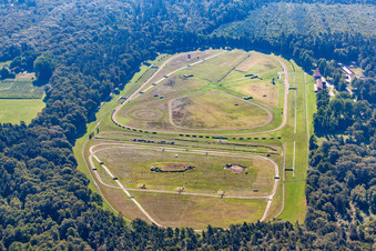 Aerial photograpy of Hippodrome de la Hardt in the district Altenstadt in Wissembourg in the state Bas-Rhin, France