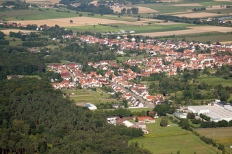 Aerial view of From the southeast in the district Schaidt in Wörth am Rhein in the state Rhineland-Palatinate, Germany