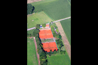 Aerial photograpy of Tennis courts of TC Minfeld in Minfeld in the state Rhineland-Palatinate, Germany