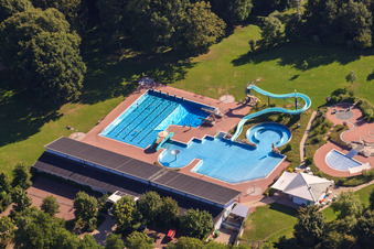 Oblique view of Forest swimming pool Kandel in Kandel in the state Rhineland-Palatinate, Germany