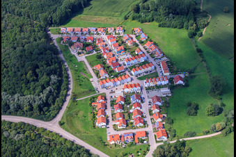 Aerial view of New development area Im Schnabel in Wörth am Rhein in the state Rhineland-Palatinate, Germany