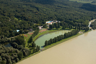 Rhine beach in the district Daxlanden in Karlsruhe in the state Baden-Wuerttemberg, Germany