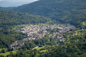 Oblique view of From the west in the district Waldprechtsweier in Malsch in the state Baden-Wuerttemberg, Germany