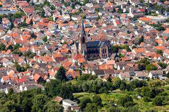 Church building in of Maria Koenigin of Engel Old Town- center of downtown in Muggensturm in the state Baden-Wurttemberg, Germany
