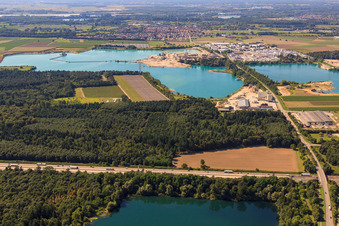 Peterbeton at the gravel pit from the east in the district Sandweier in Baden-Baden in the state Baden-Wuerttemberg, Germany
