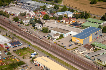 Aerial view of Industriestr in Sinzheim in the state Baden-Wuerttemberg, Germany