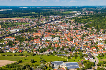 Town View of the streets and houses of the residential areas in Sinzheim in the state Baden-Wurttemberg, Germany