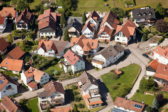 Aerial photograpy of Gartenstrasse x Mattenweg in the district Gallenbach in Baden-Baden in the state Baden-Wuerttemberg, Germany