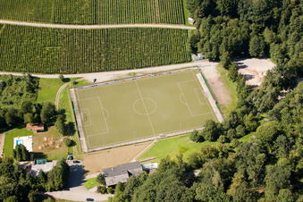 Aerial view of Varnhalt, sports fields in the district Gallenbach in Baden-Baden in the state Baden-Wuerttemberg, Germany