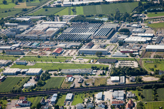 Industrial area with Schäffler Automotive from the east in Bühl in the state Baden-Wuerttemberg, Germany