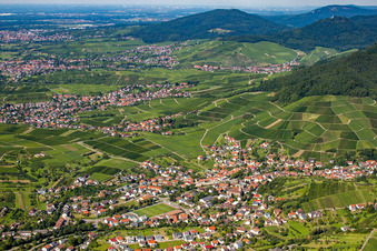 Aerial view of Town View of the streets and houses of the residential areas in the district Altschweier in Buehl in the state Baden-Wurttemberg