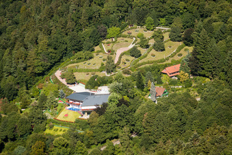 Aerial view of Mercury Fountain in the district Riegel in Bühl in the state Baden-Wuerttemberg, Germany