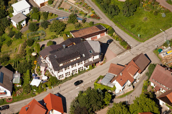 Aerial view of Hotel Restaurant Rebstock in the district Riegel in Bühl in the state Baden-Wuerttemberg, Germany