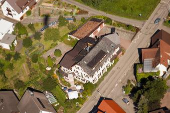 Oblique view of Hotel Restaurant Rebstock in the district Riegel in Bühl in the state Baden-Wuerttemberg, Germany