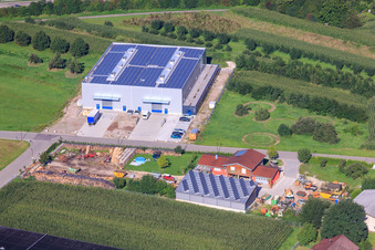 Aerial photograpy of EKO in the Seebhühnstr commercial area in Ottersweier in the state Baden-Wuerttemberg, Germany