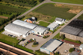Aerial view of Print Equipment GmbH in the district Hatzenweier in Ottersweier in the state Baden-Wuerttemberg, Germany