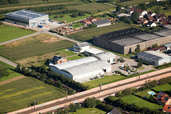 Aerial view of Print Equipment GmbH in the district Weier in Ottersweier in the state Baden-Wuerttemberg, Germany