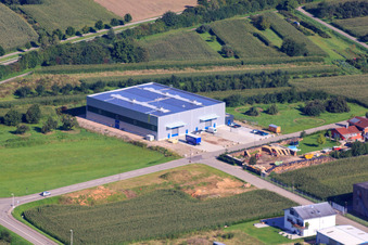 Oblique view of EKO in the Seebhühnstr commercial area in Ottersweier in the state Baden-Wuerttemberg, Germany