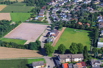 Aerial view of SV Vimbuch football pitch in the district Vimbuch in Bühl in the state Baden-Wuerttemberg, Germany