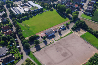 Aerial view of Tulla School and Hall Vimbuch in the district Vimbuch in Bühl in the state Baden-Wuerttemberg, Germany