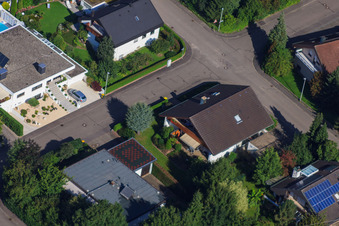 Fasanenstr in the district Vimbuch in Bühl in the state Baden-Wuerttemberg, Germany seen from a drone