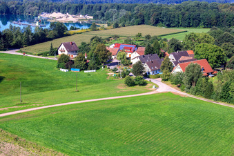 Aerial view of Hamlet Wistung with the Jubilee Chapel in the district Weitenung in Bühl in the state Baden-Wuerttemberg, Germany