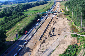 Construction site on the A5 in front of the rest area Bühl in the district Weitenung in Bühl in the state Baden-Wuerttemberg, Germany