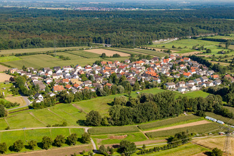 Village - view on the edge of agricultural fields and farmland in Halberstung in the state Baden-Wurttemberg, Germany