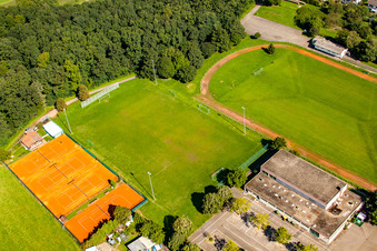 Aerial photograpy of Football club 1919 Rauental in the district Rauental in Rastatt in the state Baden-Wuerttemberg, Germany