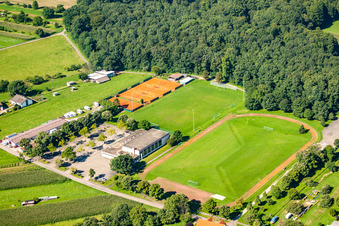 Football club 1919 Rauental in the district Rauental in Rastatt in the state Baden-Wuerttemberg, Germany from above
