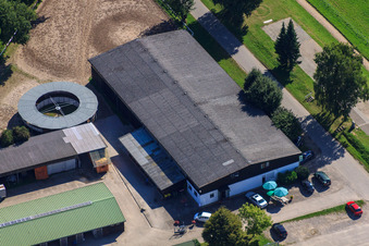 Aerial photograpy of Vetrihof horse farm in Muggensturm in the state Baden-Wuerttemberg, Germany
