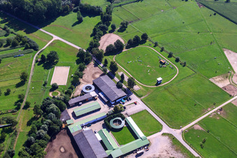 Oblique view of Vetrihof horse farm in Muggensturm in the state Baden-Wuerttemberg, Germany