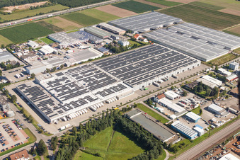 Warehouse complex-building in the industrial area Draisstrasse in Muggensturm in the state Baden-Wurttemberg, Germany