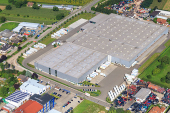Heinkelstraße industrial estate with Rhenus Logistics and Prologis Germany in Muggensturm in the state Baden-Wuerttemberg, Germany