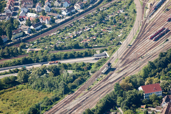Railroad tracks above of theEdeltrud tunnel in the district Beiertheim - Bulach in Karlsruhe in the state Baden-Wurttemberg