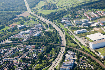 Railway bridge building to route the train tracks in Karlsruhe in the state Baden-Wurttemberg