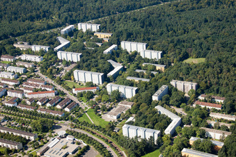 Residential complexes on Eugen-Geck-Straße in the district Oberreut in Karlsruhe in the state Baden-Wuerttemberg, Germany